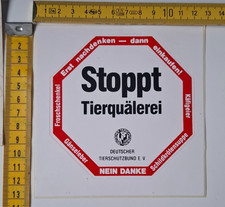 Aufkleber "DEUTSCHER TIERSCHUTZBUND - Stoppt Tierquälerei", 80er Jahre