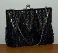 Vintage - schicke Abendtasche,  Perlen  Stäbchenperlen Tasche Clutch Handtasche