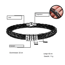 Personalisierte Edelstahl Armbänder  Leder  bis zu 6 Namen