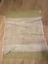 Scheibengardinen 3x Hellgrün/Weiß Raff-Gardinen Bestickt