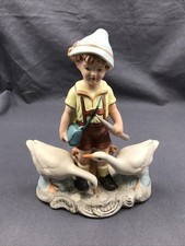 Keramik Figur Junge mit Gänse Romania Keramik 21 cm