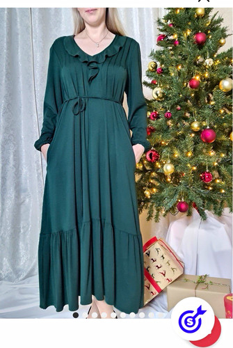 Damen linie midikleid grün - a-linie,