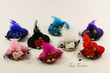 Haarklammer Haarspange 5cm Fascinator Mini Hut Feder Blume Haarschmuck K399a