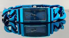 METALLIC BLAU !!!!  DAMEN QUARZ UHR MIT PANZERBAND  # SCHMUCKJAGD