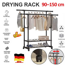 Kleiderständer Stabil Schwerlast mit Schuhregalen Kleiderwagen mobiler Rollen