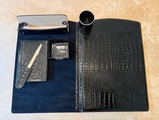 Luxus Schreibtisch Set 6-teilig Krokodilleder schwarz