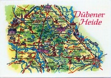 59a-Ansichtskarte Landkarte Dübener Heide Schmiedeberg Torgau Kemberg Tornau DDR