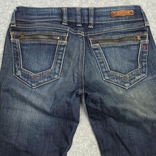 Replay-Jennpez Damen Jeans W25 L28 Dunkelblau Eng Gerade Niedrige Taille Stretch