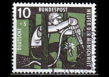 Helfer der Menschheit 1957 gestempelt Michel 271 Bergmann mit Abbauhammer