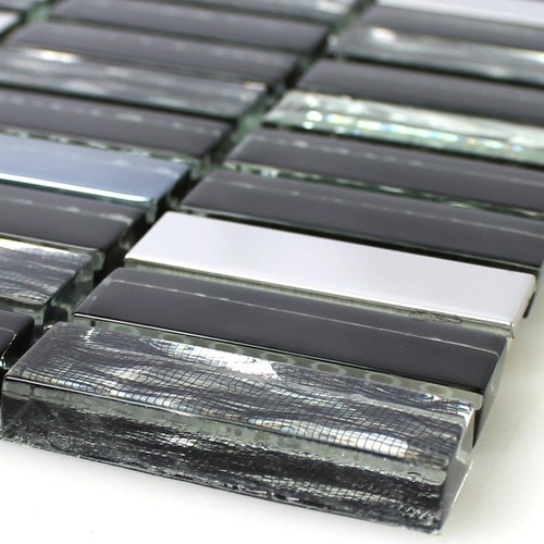 Glas edelstahl mosaikfliesen - edelstahl,