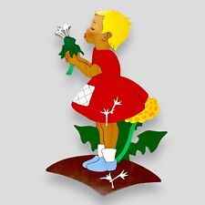 Vintage Pusteblume Mädchen Mertens-Kunst Figur Kind Märchen-Holzbild TOP