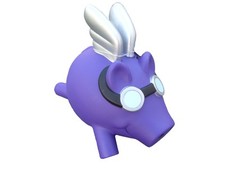 Bullyland Spardose fliegendes lila Schwein ca.16 cm mit Schlüssel Sparschwein