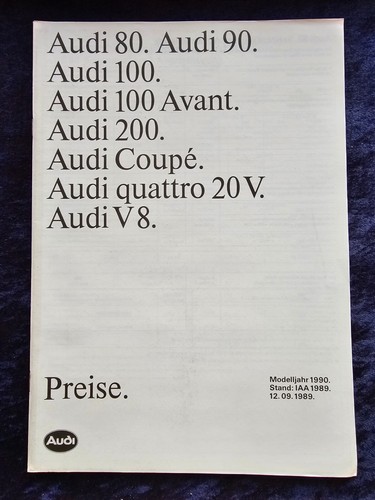 Audi preisliste iaa 1989 - preisliste,