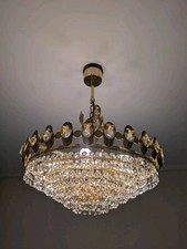 Kristall Deckenlampe 50-60er Jahre Ø45cm  Messing Kronleuchter Mid Century