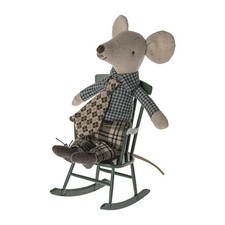 Maileg Miniatur Schaukelstuhl dunkelgrün | Puppenhausmöbel 11x6 cm | Metall