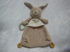 TOPOMINI / ERNSTINGS Schmusetuch HASE beige braun mit Beißring und Blümchen