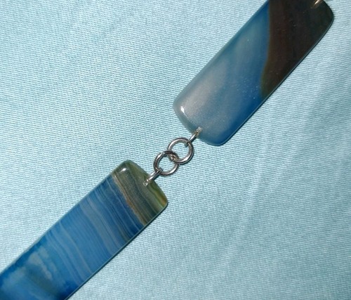 Kette glas blau platt rechteck - glas,