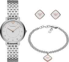 Emporio Armani Damen-Armbanduhr mit Armband und Ohrenringe