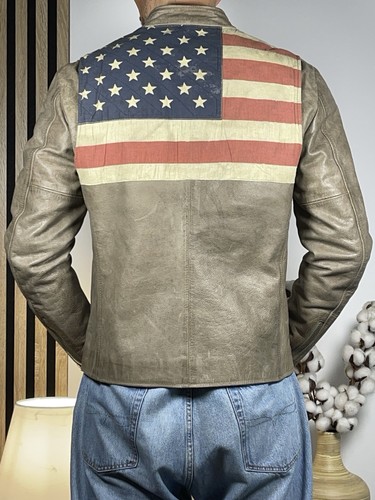 Motorradjacke mit lederflagge - motorradjacke,