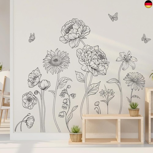 Wandtattoo blumen schwarz xxl - blumen,