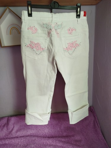 Hose weiß mit rosa - hose,