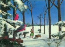 3-D Ak Menschen im Wald, holz, Vögel am Baum - 4867311