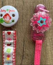 Baby Mädchen 2 Schnullerhalter mit Clip
