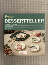 TCM Tchibo Dessertteller mit Goldoptikdekor -- 4er-Set Weihnachten -- Neu OVP