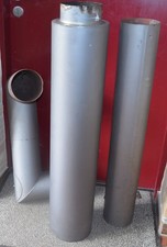 Doppelwandiges Edelstahl-Ofenrohr DN 150 mm Länge 1 m / „Grau“ + 3 weitere Teile