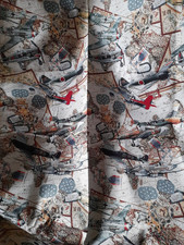 Stoffrest Dekostoff Gobelin  mit historischen Flugzeugen 100x140 cm