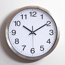 30cm Lautlos Wanduhr Ohne Tickgeräusche Bürouhr Küchenuhr Geräuschlos Edelstahl