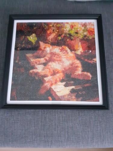 Handgesticktes bild katze - handgesticktes,
