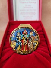 HALCYON DAYS CHRISTMAS 1989 Three KINGS STAINED GLASS WINDOW ENAMEL TRINKET BOX