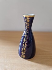 Handmalerei Echt Kobalt Rosenvase, Vase mit Goldrand Volkstedt Rudolstadt