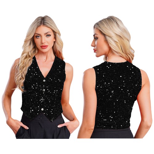 Damen glitzer jacke ärmellos - damen,