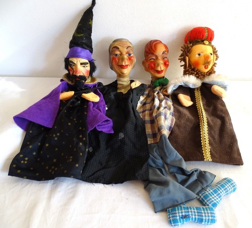 Vier antike handpuppen celloid - vier,