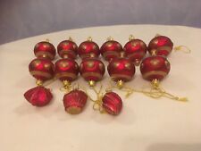 Weihnachtsbaumkugel Doppel Reflex-Olive, rot/gold, mundgeblasen, handbemalt, RAR