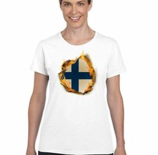 Finnland T-Shirt Herren Fußball Flagge Flamme Finnish Suomen Lippu Unabhängigkeitstag