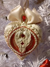 Luxus Handarb 5er Weihnachtsschm Rot gold Weiß Retro Design Bruchsicher 