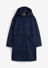 Kurzmantel in Wolloptik Gr. 38 Dunkelblau Damen Kapuzen-Mantel Jacke Neu*