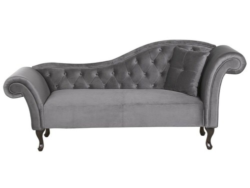 Chaiselongue samt grau rechts - chaiselongue,