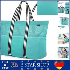 Strandtasche XXL Groß Strandtasche Netz mit Reißverschluss für Familie Reisen