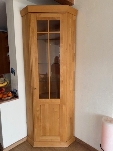 Eckvitrine erle massiv geölt - massiv,