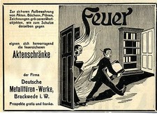 Deutsche Metalltüren Werke Brackwede i.W. Aktenschränke Historische Werbung 1910