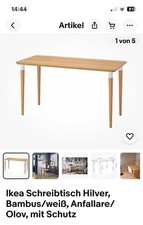 Ikea Schreibtisch Hilver, Bambus/weiß, Anfallare/Olov, mit Schutz