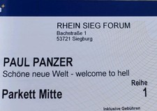 1× TICKET FÜR PAUL PANZER  Am 1 April 2026 Im Rhein Sieg Forum In Siegburg