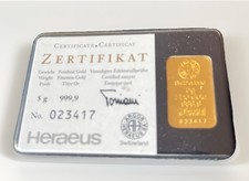 Heraeus Goldbarren 5G  999.9