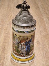 Reservistenkrug Bierkrug Seidel Kaiser Porzellan Zinndeckel