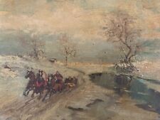 Gemälde Öl Karton 1950 Schule Russisch Troika Expressionismus Expressionistisch