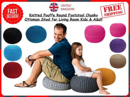 Strickpouf rund fußhocker - strickpouf,